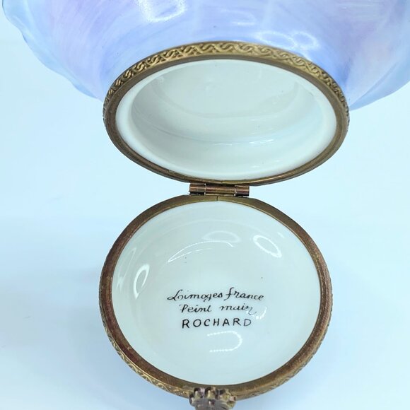 Purple Water Lilies - Flower on Lily Pad Limoges Box A54 - Picture 8 of 8